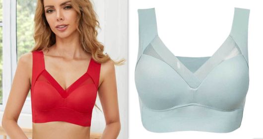 Receiving Breast Bra Without Steel Ring Ladies Vest Underwear (Option: Rose RedLight Blue-3XL)