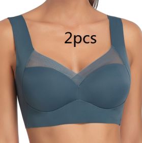 Receiving Breast Bra Without Steel Ring Ladies Vest Underwear (Option: Dark Blue2pcs-3XL)