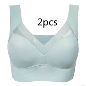 Receiving Breast Bra Without Steel Ring Ladies Vest Underwear (Option: Light Blue2pcs-2XL)