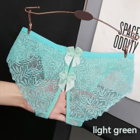 Women's Hollow Bow Cute Open Crotch Briefs (Option: 574 Light Green-XL)