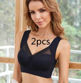 Receiving Breast Bra Without Steel Ring Ladies Vest Underwear (Option: Black2pcs-XL)