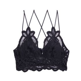 Retro Thin Triangular Cup Without Steel Ring Bra (Option: Black-L)