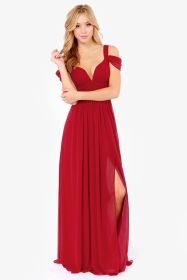 Long Floor Length Elegant Greek Style Pleated Dress (Option: Wine Red-XXL)