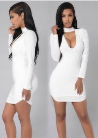 EBay fast selling, European, American, bursting, V collar, cocktail dresses and dress sexy dresses (Option: White-L)