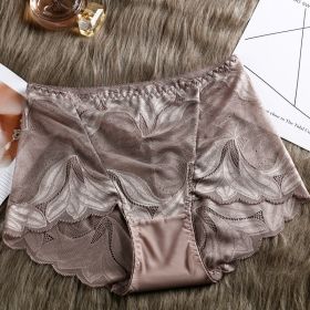 High Waist Lace Women's Panties French Transparent Comfortable Hip Lift Seamless Briefs (Option: Light Coffee-M)