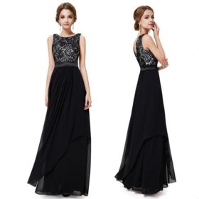 Lace spliced chiffon dress (Option: Black-XL)