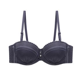 Women's Solid Color Lace Thin Half Cup Bra Push Up Shaping (Option: Gray-36B)