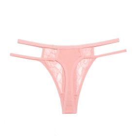 Girls Lace Pure Desire Double Belt Thin Strap Seamless Briefs (Option: Pink-S)