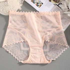 Lace Breathable Hip Lifting Seamless Ilk Underwear (Option: Apricot-XL)