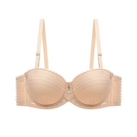 Women's Solid Color Lace Thin Half Cup Bra Push Up Shaping (Option: Skin Color-36B)