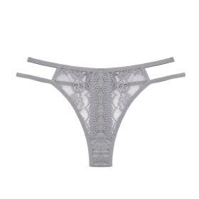 Girls Lace Pure Desire Double Belt Thin Strap Seamless Briefs (Option: Gray-S)