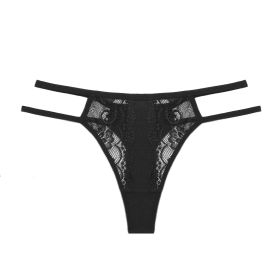 Girls Lace Pure Desire Double Belt Thin Strap Seamless Briefs (Option: Black-S)