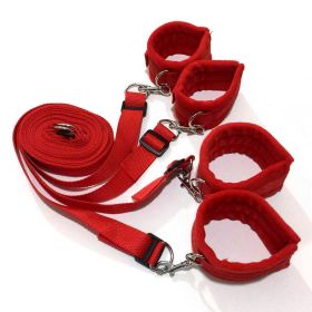 1 Set Of BDSMS Bed Restraints Kit; Wrist Leg Restraint System Hand & Ankle Cuff Bed Restraints Sex Bondage Position Support Sling Sex Play (Color: Red)