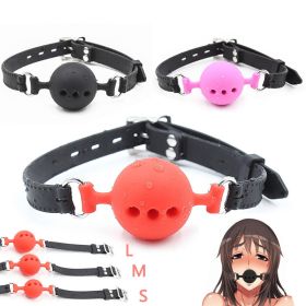 Soft Silicone Gag Ball BDSM Oral Bondage Gear Fetish Open Mouth Breathable Sex Toys For Couples Cosplay Slave Exotic Accessories (Color: Pink-M)