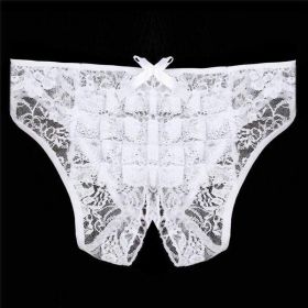 Sexy Lingerie Cut Out Underpants Briefs Lace See Through (Color: White)