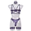 Lingerie Sexy Temptation Complex Shoulder Strap Interwoven Four Piece Suit Steel Ring Sexy Uniform