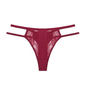 Girls Lace Pure Desire Double Belt Thin Strap Seamless Briefs (Option: Purplish Red-S)