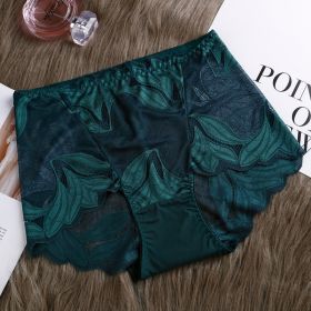 High Waist Lace Women's Panties French Transparent Comfortable Hip Lift Seamless Briefs (Option: New Green-L)